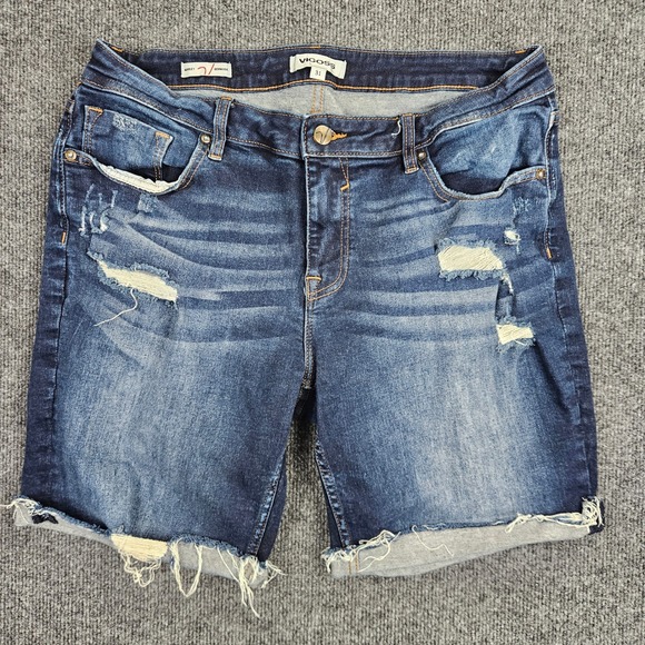 Vigoss Pants - Vigoss Marley Bermuda Shorts Women's 31 Dark Wash Distressed Denim Mid Rise 7"